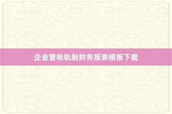 企业管帐轨制财务报表模板下载